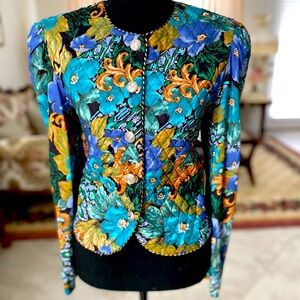 Quilted Floral Blazer Jacket